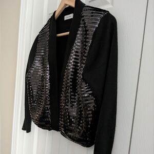 Calvin Klein Black Soft Knit Formal Cardigan / Jacket. Sequins. Size L.